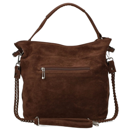 Flora&Co czekoladowa zamszowa torebka shopper A4