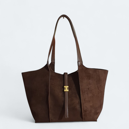 Gallantry zamszowa torebka shopper czekoladowa