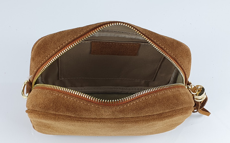 Torebka damska  skóra naturalna zamszowa z chwostem camel