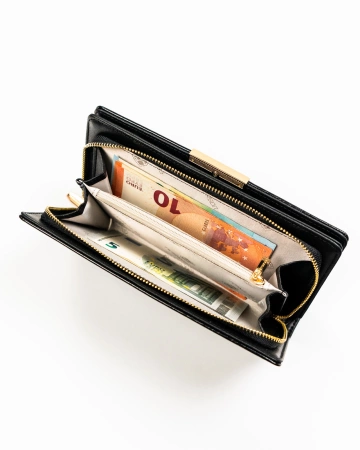 Portfel damski pojemny elegancki duży ochrona RFID ze skóry eko Peterson