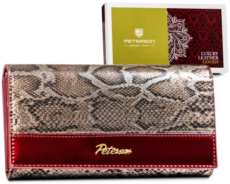 Skórzany portfel damski wężowy wzór Peterson