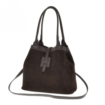 Czekoladowa zamszowa torebka Shopper A4