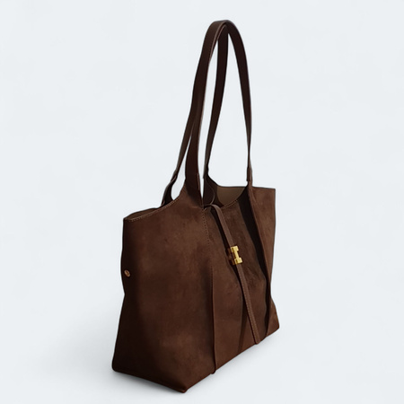 Gallantry zamszowa torebka shopper czekoladowa