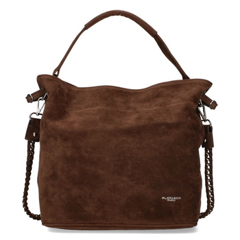 Flora&Co czekoladowa zamszowa torebka shopper A4