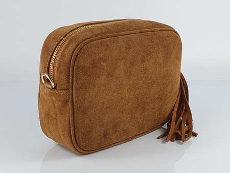 Torebka damska  skóra naturalna zamszowa z chwostem camel