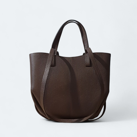 Czekoladowa torebka mała shooperka skóra naturalna 