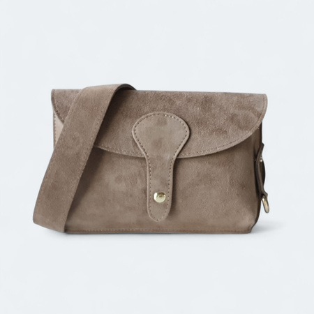 Zamszowa torebka instagramka XL skóra naturalna mocha
