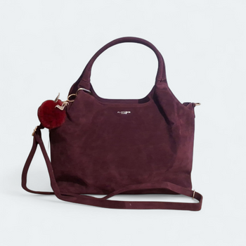 Flora&Co duża zamszowa bordowa torebkka shopper A4
