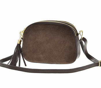 Torebka listonoszka czekoladowy brąz skóra naturalna