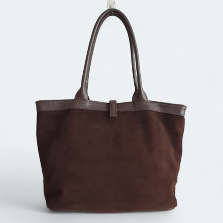 Czekoladowa zamszowa torebka Shopper A4