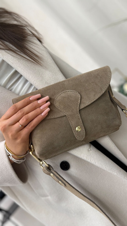 Zamszowa torebka instagramka XL skóra naturalna mocha