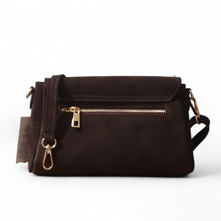 Vera Pelle czekoladowa zamszowa skórzana torebka 