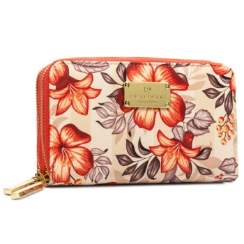 Portfel Peterson damski w kwiaty na suwak duży pojemny eko skóra