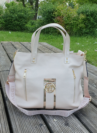 Laura Biagi torebka shopper beżowa złota