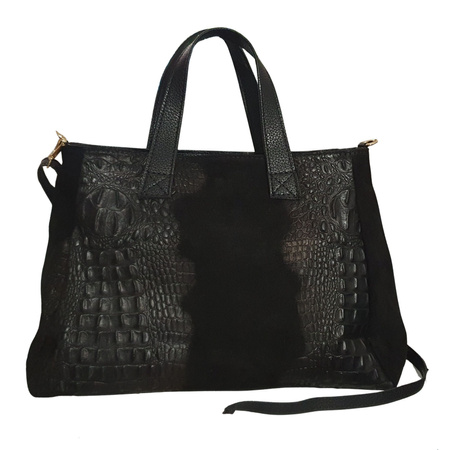 Luka skórzana zamszowa torebka croco mała shopperka