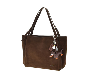 Flora &Co zamszowa torebka shopper z brelokiem
