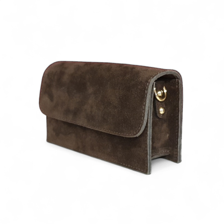 Czekoladowa zamszowa mini torebka listonoszka