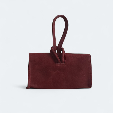 Laura Biaggi skórzana torebka pentelka zamszowa bordo