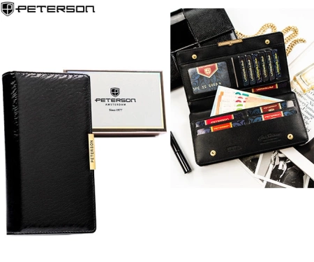 Portfel damski pojemny elegancki duży ochrona RFID ze skóry eko Peterson