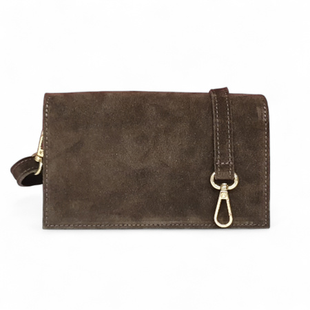 Czekoladowa zamszowa mini torebka listonoszka