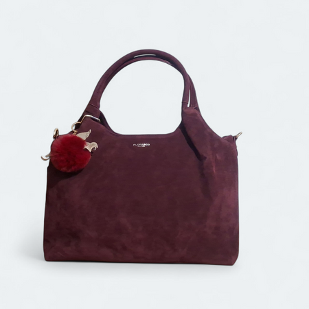 Flora&Co duża zamszowa bordowa torebkka shopper A4