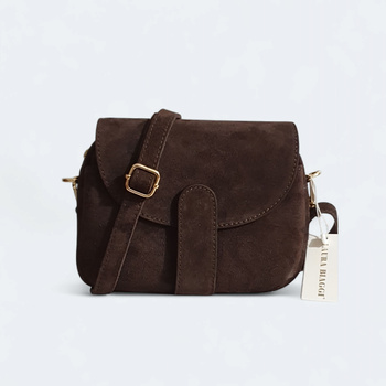 Torebka skóra naturalna zamszowa Laura Biaggi czekolada