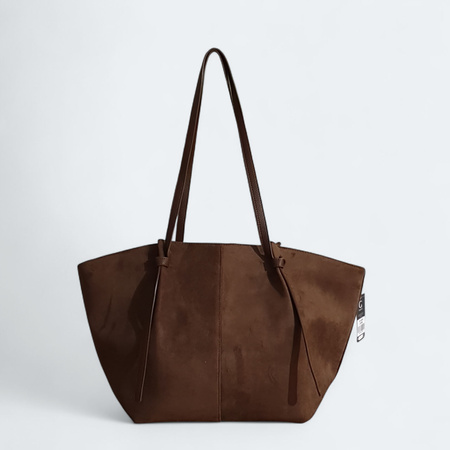 Gallantry duża zamszowa brązowa torebka shopper A4