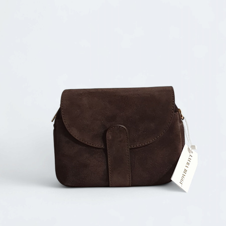 Torebka skóra naturalna zamszowa Laura Biaggi czekolada