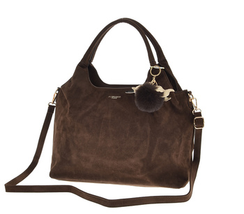 Flora&Co duża zamszowa czekoladowa torebkka shopper A4