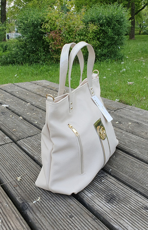 Laura Biagi torebka shopper beżowa złota