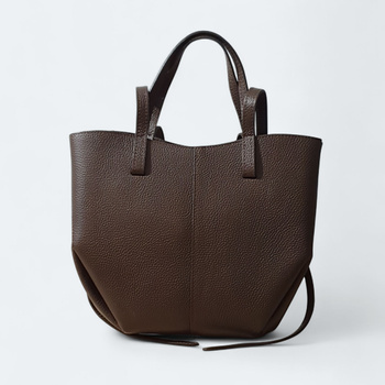 Czekoladowa torebka mała shooperka skóra naturalna