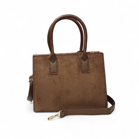 Zamszowa brązowa torebka kuferek Gallantry