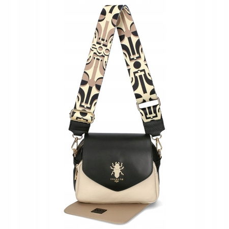 Ego skórzana listonoszka z wymienną klapką beżowa