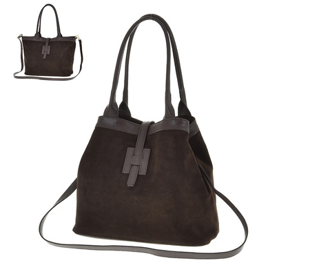 Czekoladowa zamszowa torebka Shopper A4