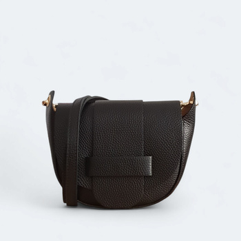 Torebka skórzana na ramię mała półokrągła skóra czarna Laura Biaggi